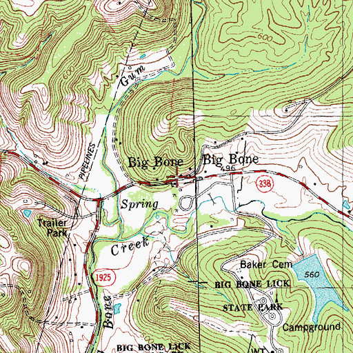 Topographic Map of Bigbone Post Office (historical), KY