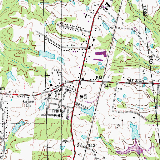 Topographic Map of Bushs Crossroads, KY