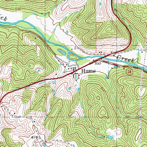 Topographic Map of Hume Post Office (historical), KY