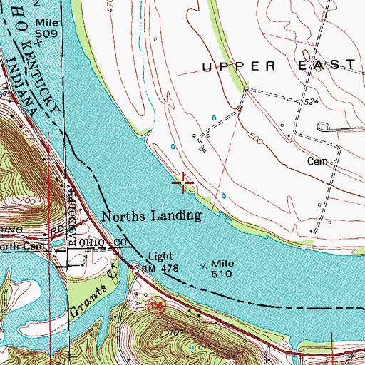Topographic Map of Piatts Landing (historical), KY