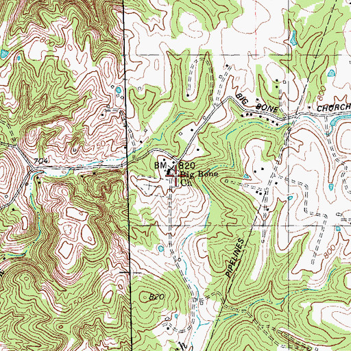 Topographic Map of Big Bone Church Cemetery, KY