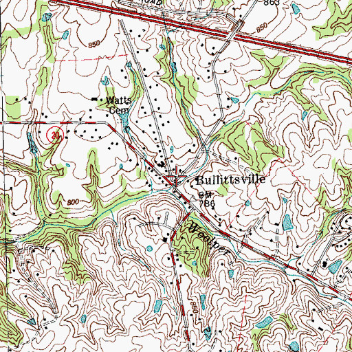 Topographic Map of Bullittsville Post Office (historical), KY