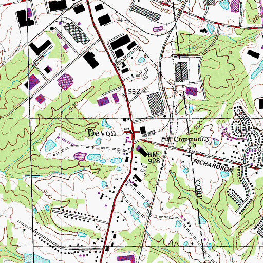 Topographic Map of Devon Post Office (historical), KY