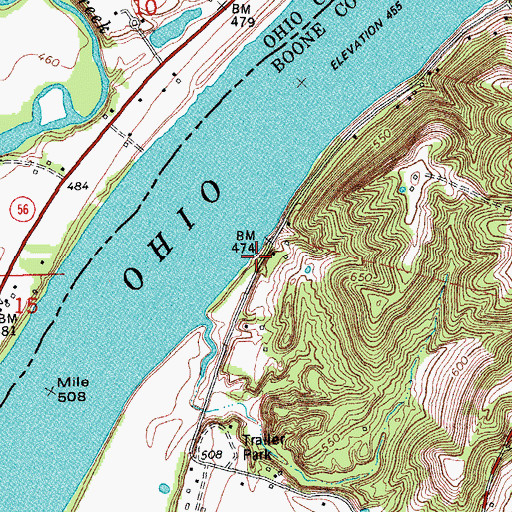 Topographic Map of Dolph Landing (historical), KY