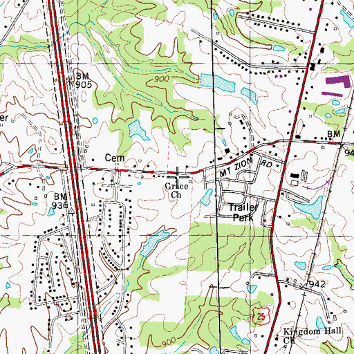 Topographic Map of Grace Church (historical), KY