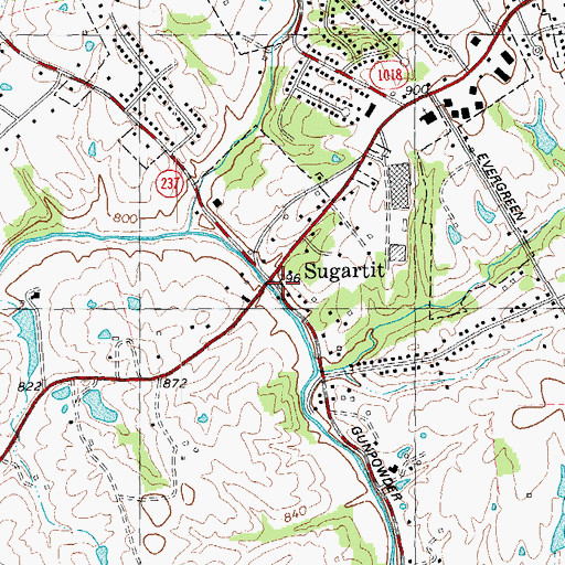 Topographic Map of Gunpowder Post Office (historical), KY