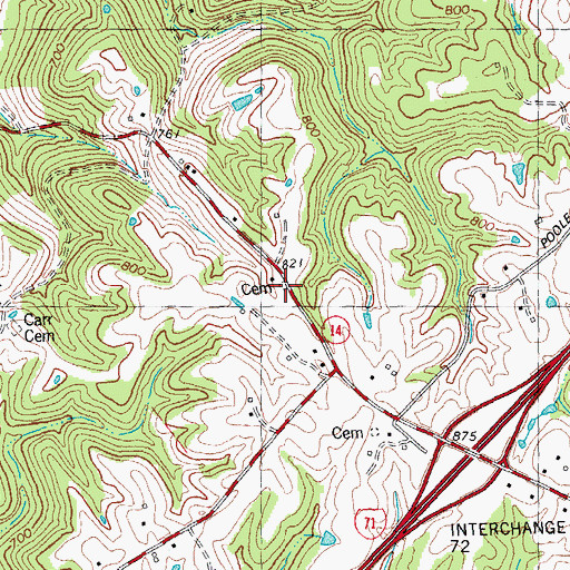 Topographic Map of Hume Cemetery, KY
