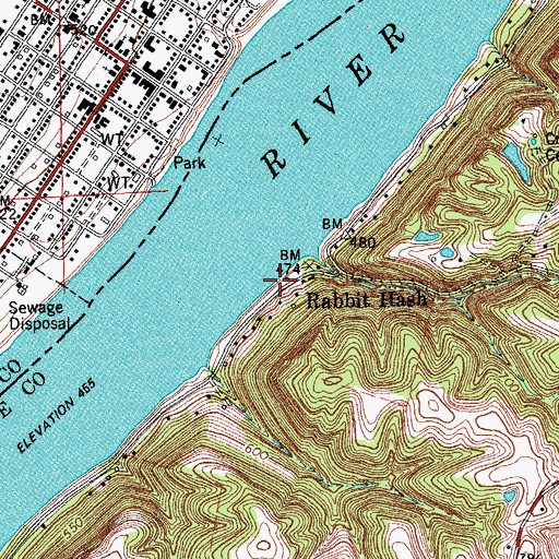 Topographic Map of Meeks Ferry Landing (historical), KY