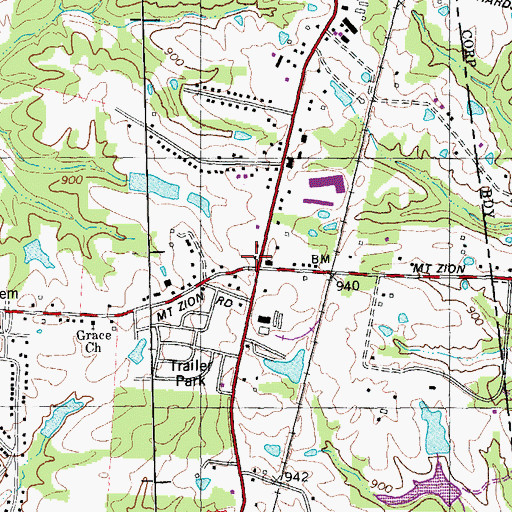 Topographic Map of New Lancaster Post Office (historical), KY