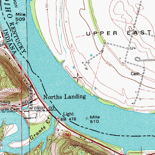 Topographic Map of Piatts Landing Post Office (historical), KY