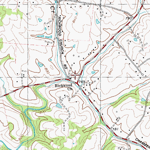 Topographic Map of Richwood Church Cemetery, KY