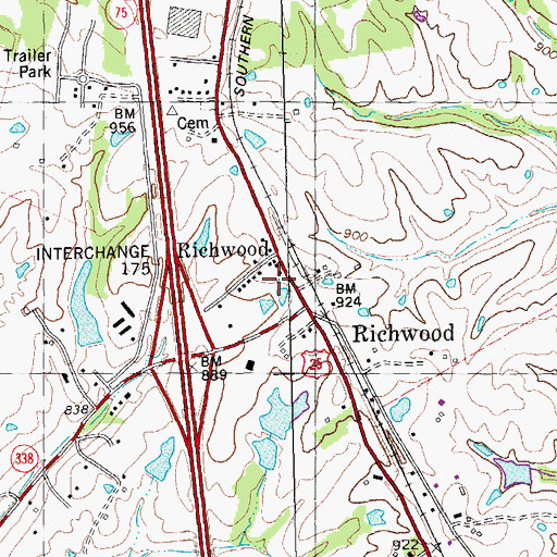 Topographic Map of Richwood Post Office (historical), KY