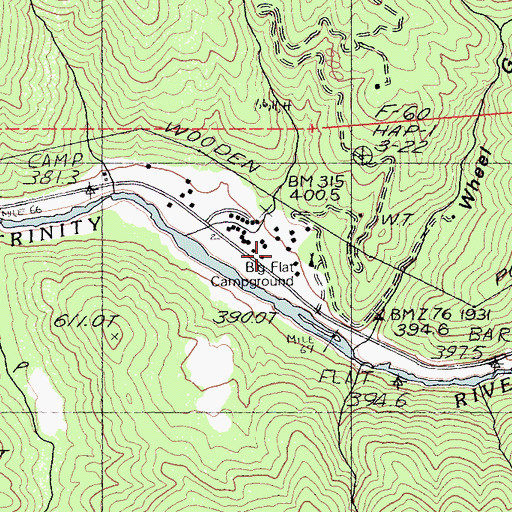 Topographic Map of Big Flat Campground, CA