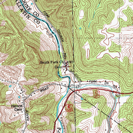 Topographic Map of South Fork Cemetery, KY