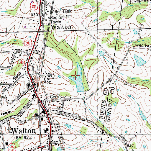 Topographic Map of Walton Woods Park, KY