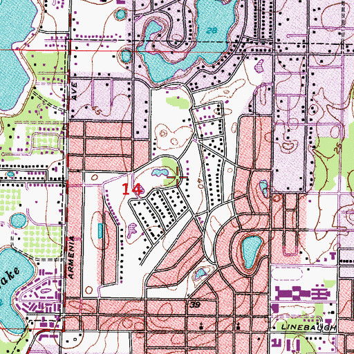 Topographic Map of Babe Zaharias Golf Course, FL
