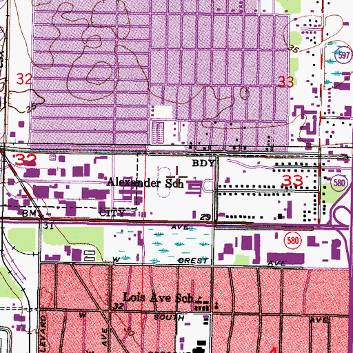 Topographic Map of Alexander Park, FL