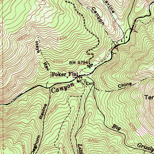 Topographic Map of Big Grizzly Creek, CA