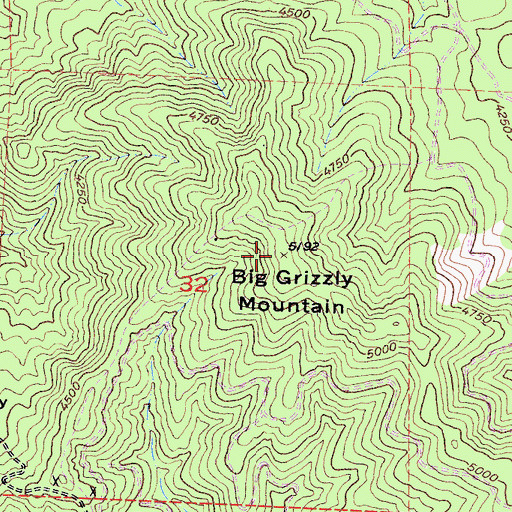 Topographic Map of Big Grizzly Mountain, CA