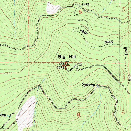 Topographic Map of Big Hill, CA
