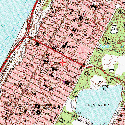 Topographic Map of Mandell Nursery-Kindergarten School, NY