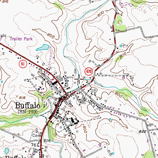 Topographic Map of Beaver Dam Creek, KY