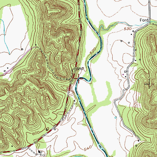 Topographic Map of Brays Ford (historical), KY