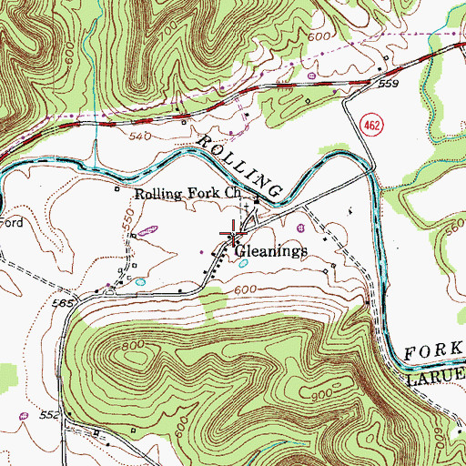 Topographic Map of Gleanings Post Office (historical), KY