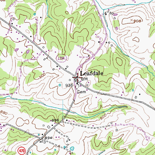 Topographic Map of Leafdale Post Office (historical), KY