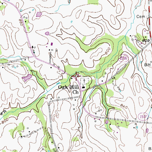 Topographic Map of Oak Hill School (historical), KY