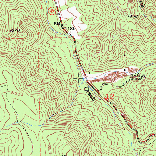 Topographic Map of Big Jackass Creek, CA