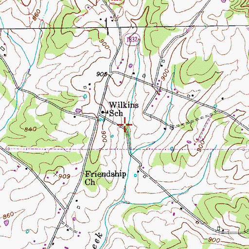 Topographic Map of Wilkins Mill (historical), KY