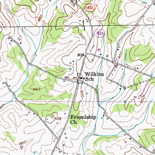 Topographic Map of Wilkins Post Office (historical), KY