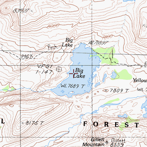 Topographic Map of Big Lake, CA
