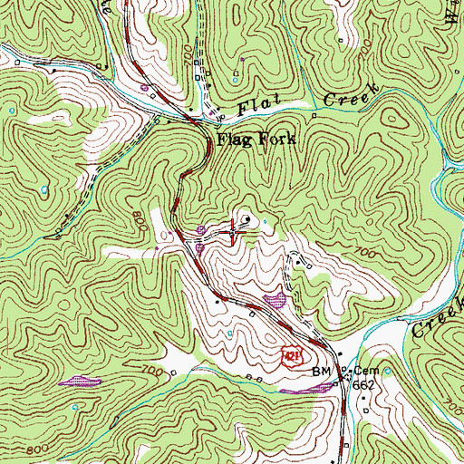 Topographic Map of Bald Knob Post Office (historical), KY