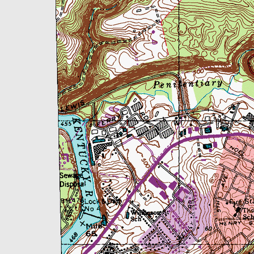 Topographic Map of Buffalo Trace Distillery, KY