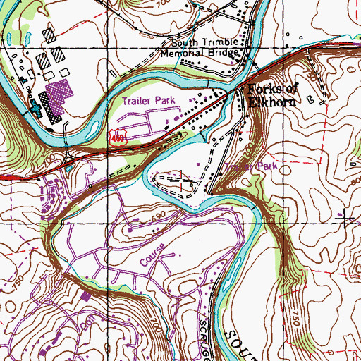 Topographic Map of Elkhorn Campground, KY