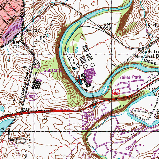 Topographic Map of Elkhorn Mills (historical), KY
