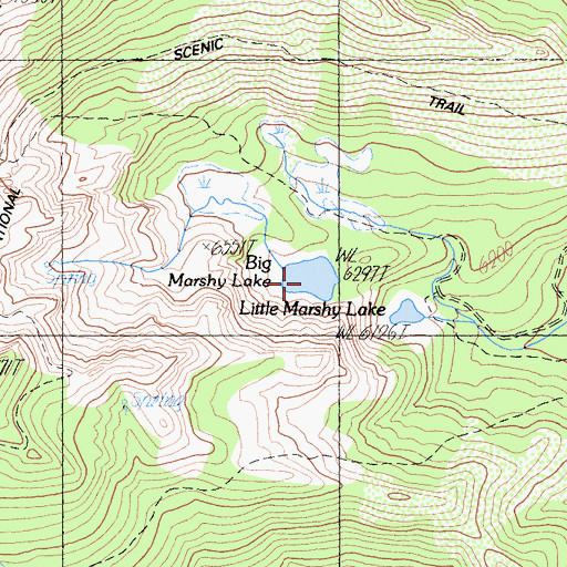 Topographic Map of Big Marshy Lake, CA