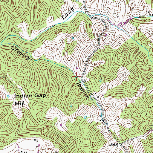 Topographic Map of Gregory (historical), KY