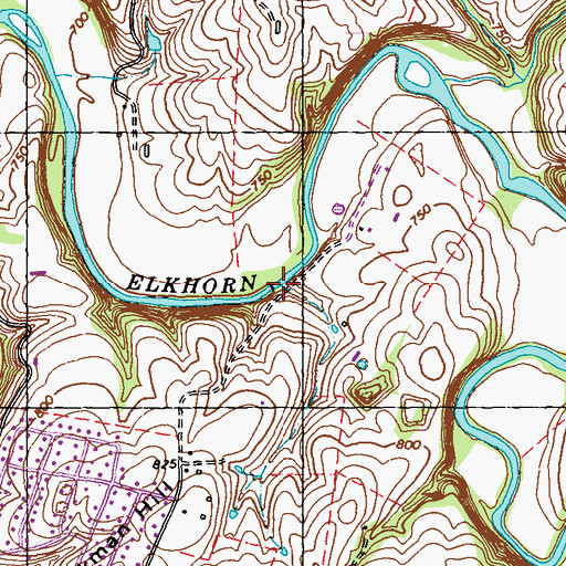 Topographic Map of Hickman Branch South Elkhorn Creek, KY
