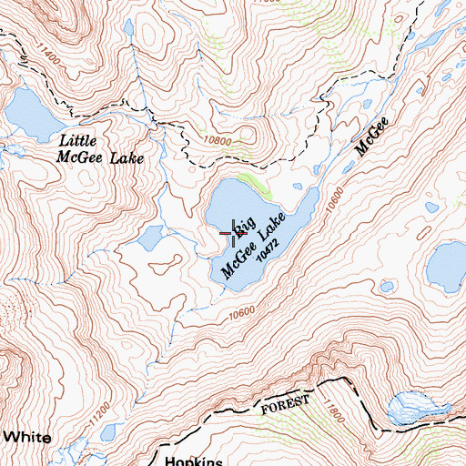 Topographic Map of Big McGee Lake, CA