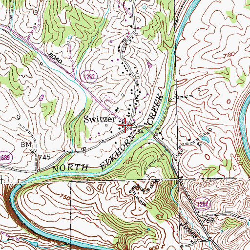 Topographic Map of Kissinger Railroad Station (historical), KY