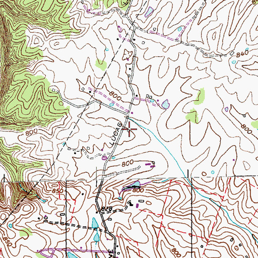 Topographic Map of Lucas Lane (historical), KY