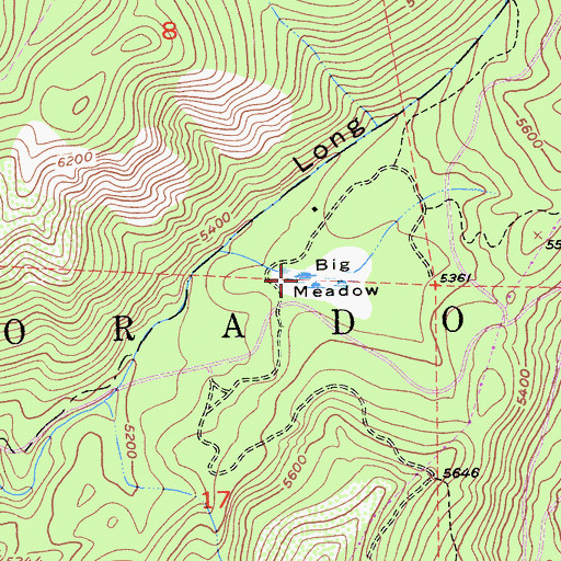 Topographic Map of Big Meadow, CA