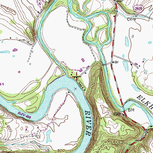 Topographic Map of Mouth Of Elkhorn Post Office (historical), KY