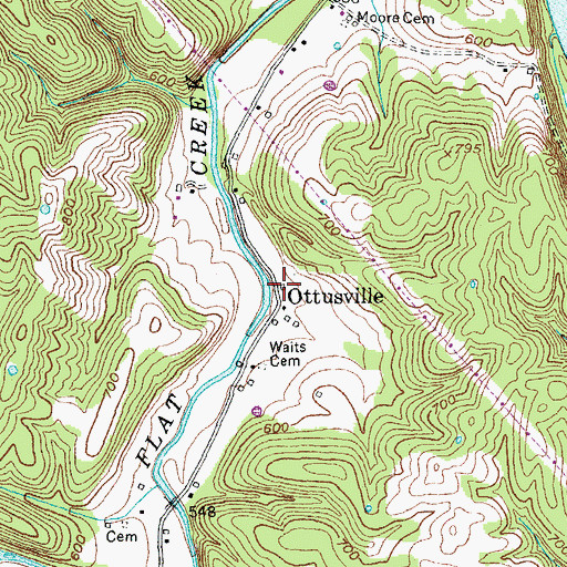 Topographic Map of Ottusville Post Office (historical), KY