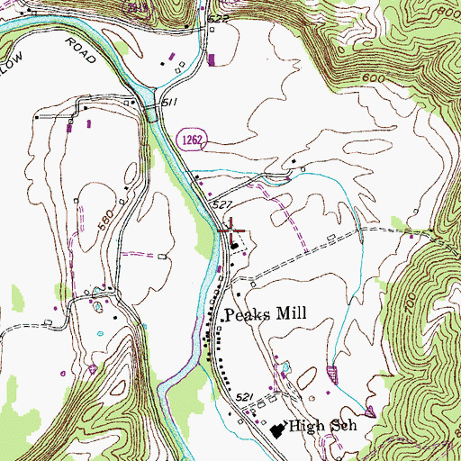 Topographic Map of Peaks Mill Church Cemetery, KY