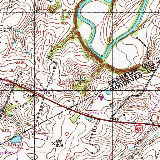 Topographic Map of Roaring Spring, KY