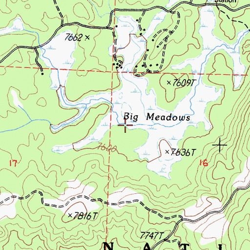 Topographic Map of Big Meadows, CA